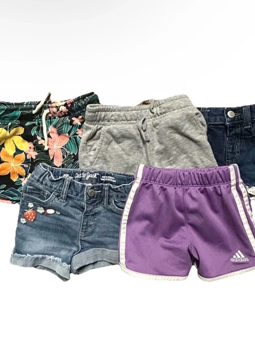 Toddler Girl Summer Shorts Jean Athletic Elastic Waist Adidas Size 2T